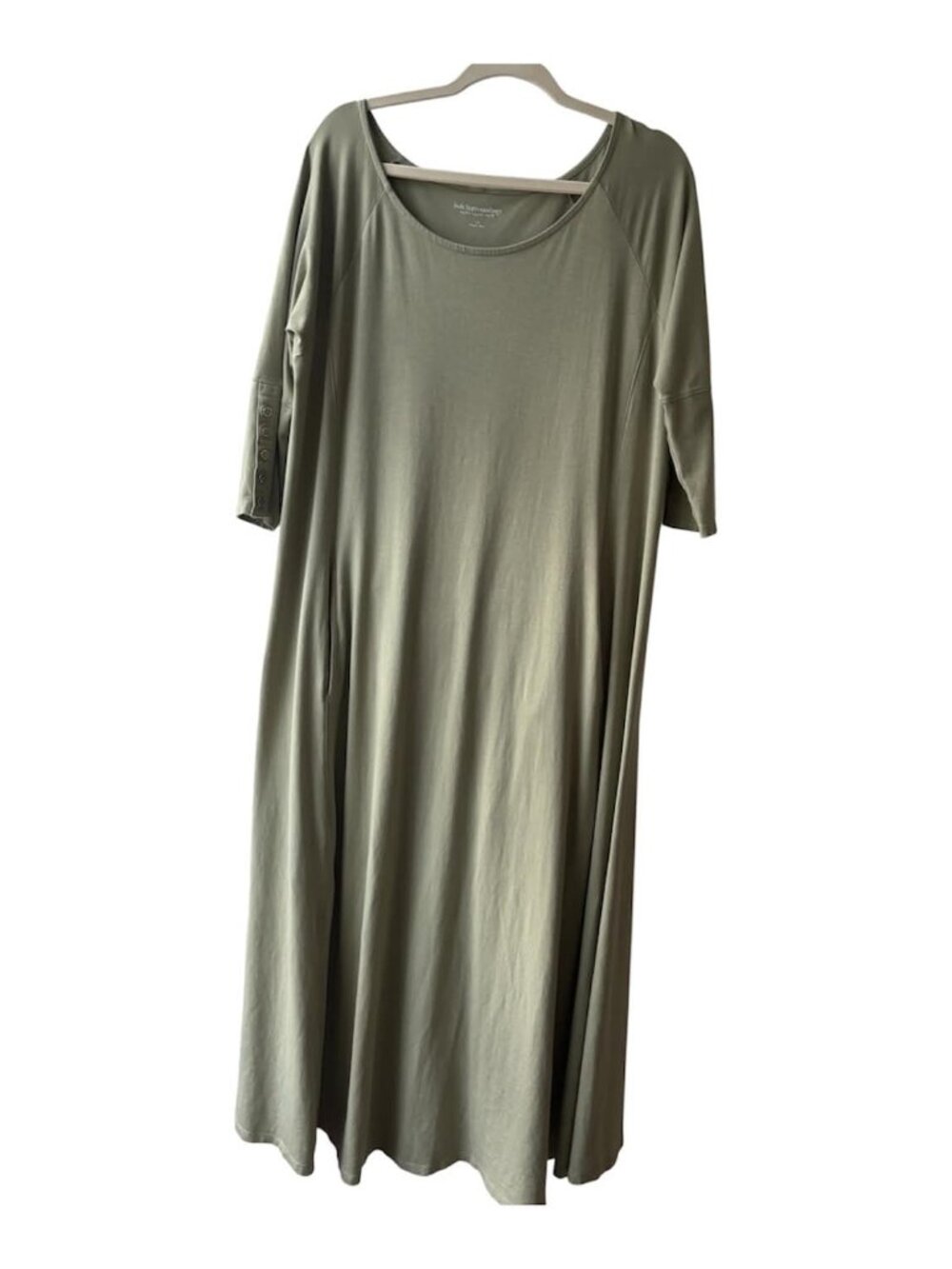 1X Soft Surroundings Olive Green Maxi Dress Pima Cotton Modal Made in Peru